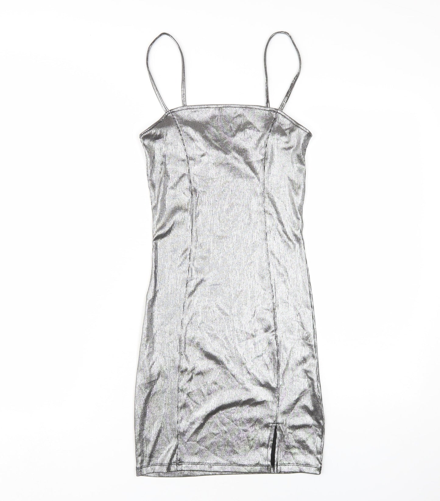 H&M Women Silver Slip Dress Size 6 Party Wear