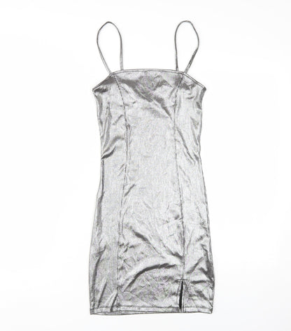 H&M Women Silver Slip Dress Size 6 Party Wear