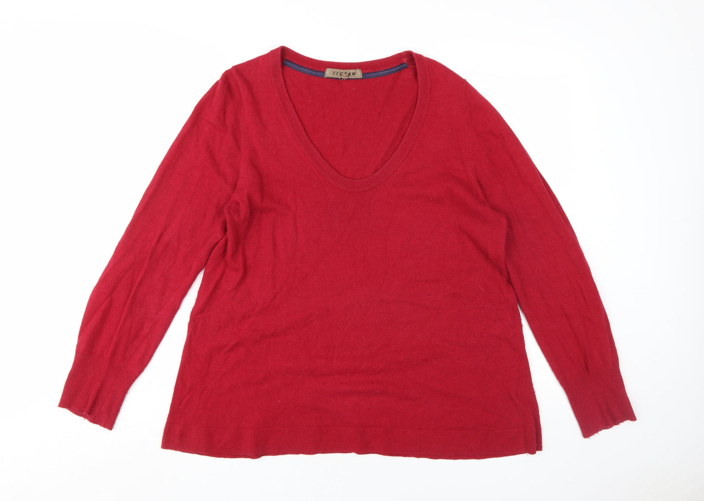 Jigsaw Unisex Red V-Neck Pullover Jumper - L