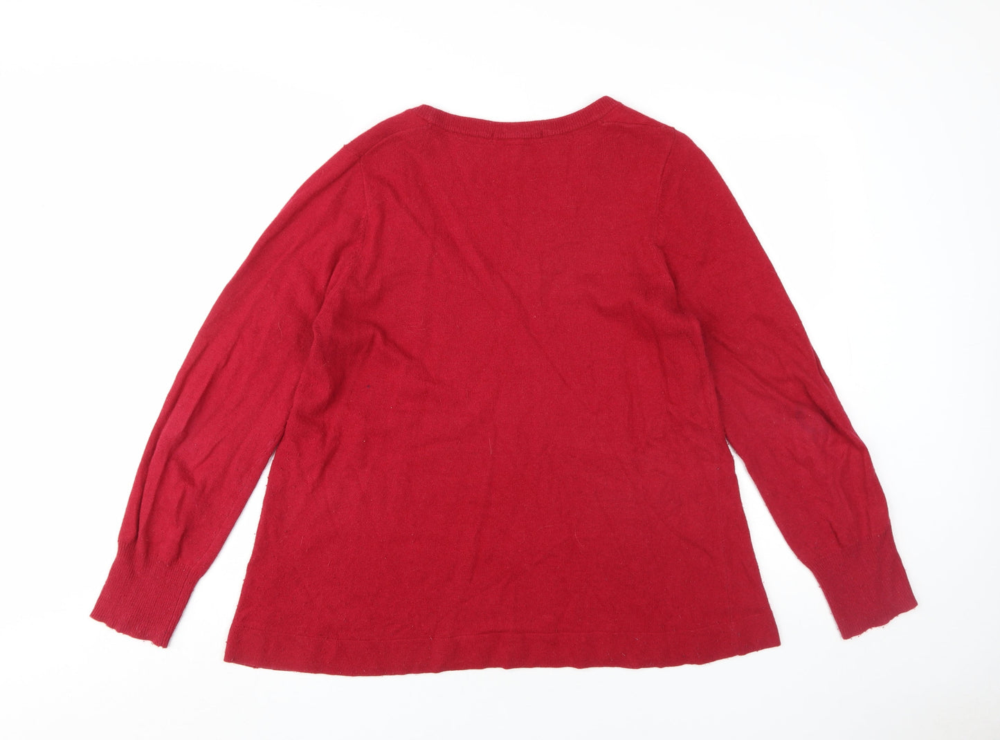 Jigsaw Unisex Red V-Neck Pullover Jumper - L