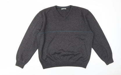 Marks and Spencer Men's Grey V-Neck Pullover Jumper
