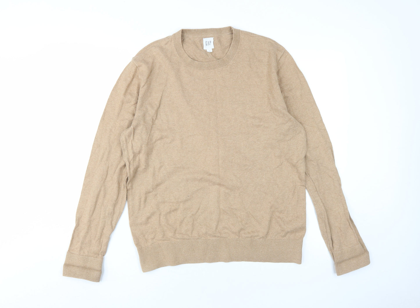 Gap Men's Beige Pullover Jumper in Medium