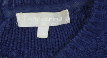 Womens UK Size S Red Herring Blue Pullover Jumper