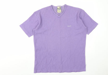 Rhodes Unisex Purple Knit V-Neck T-Shirt M