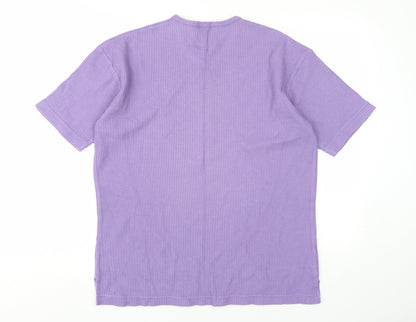 Rhodes Unisex Purple Knit V-Neck T-Shirt M