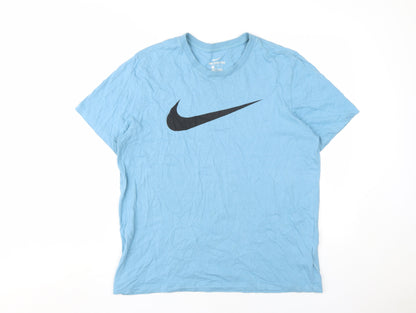 Nike Men's Blue Logo T-Shirt - Size L, Short Sleeve