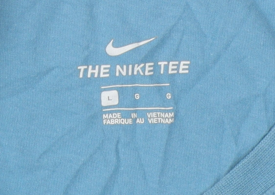 Nike Men's Blue Logo T-Shirt - Size L, Short Sleeve