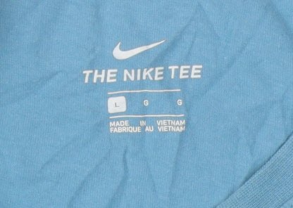 Nike Men's Blue Logo T-Shirt - Size L, Short Sleeve