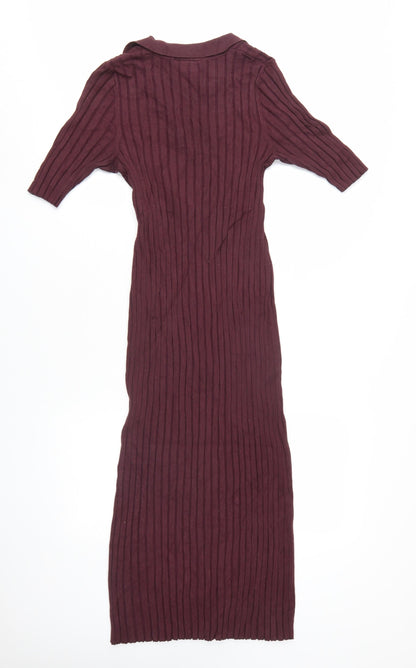 Monki Women's Purple Midi Collared Shirt Dress M