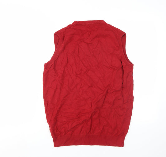 James Pringle Men's Red Cotton Vest, Size S, V-Neck, Knit