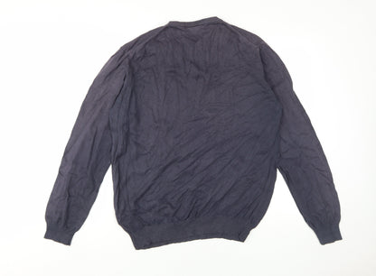 John Lewis Men's Blue Cotton Cashmere Pullover, L