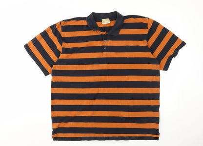 Men's Classic Orange Striped Polo in Size 50 for Men