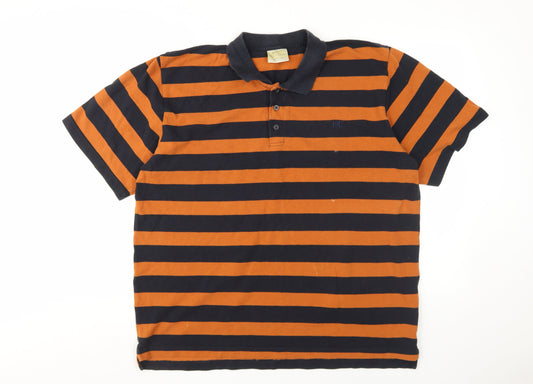 Men's Classic Orange Striped Polo in Size 50 for Men