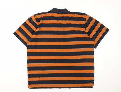 Men's Classic Orange Striped Polo in Size 50 for Men