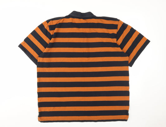 Men's Classic Orange Striped Polo in Size 50 for Men