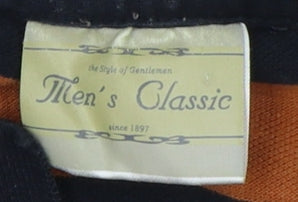 Men's Classic Orange Striped Polo in Size 50 for Men