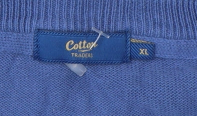Cotton Traders Men's Blue V-Neck Pullover Jumper XL