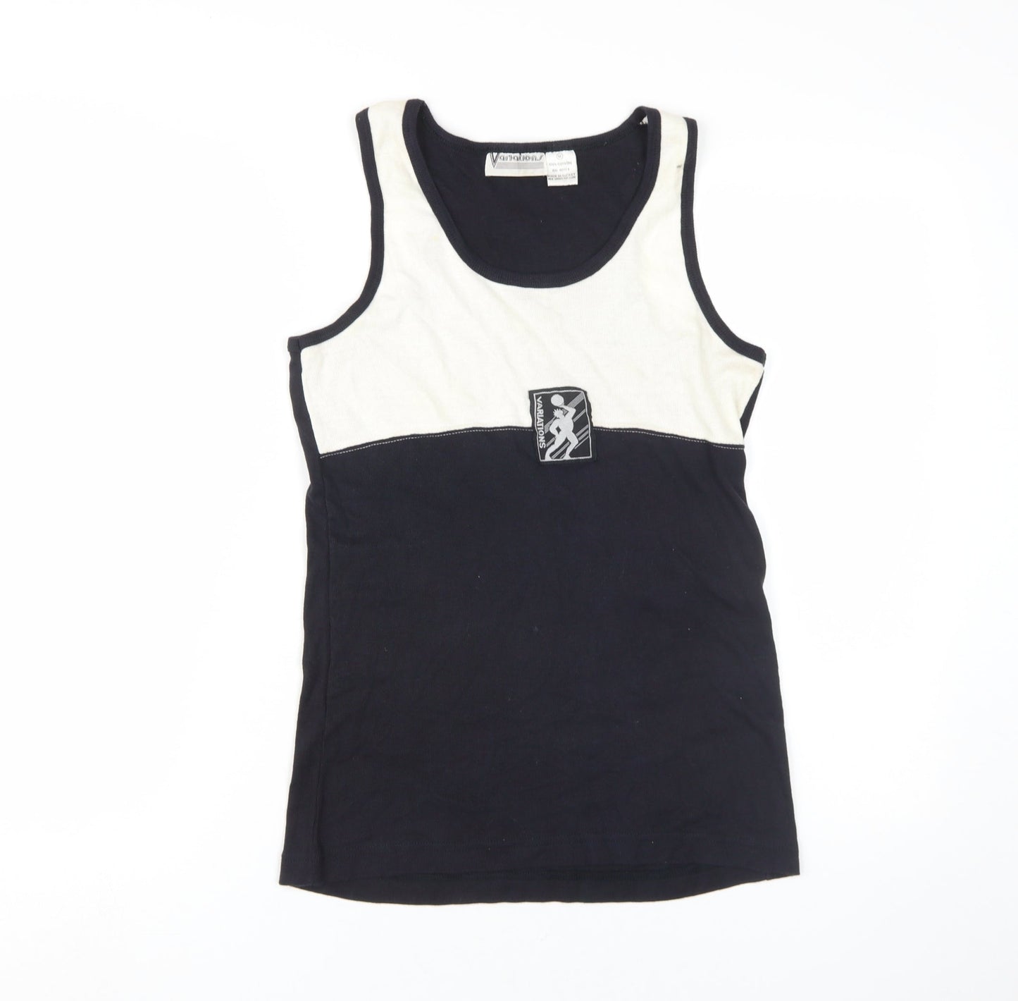 Variations Women's Black/White Tank Top M Scoop Neck