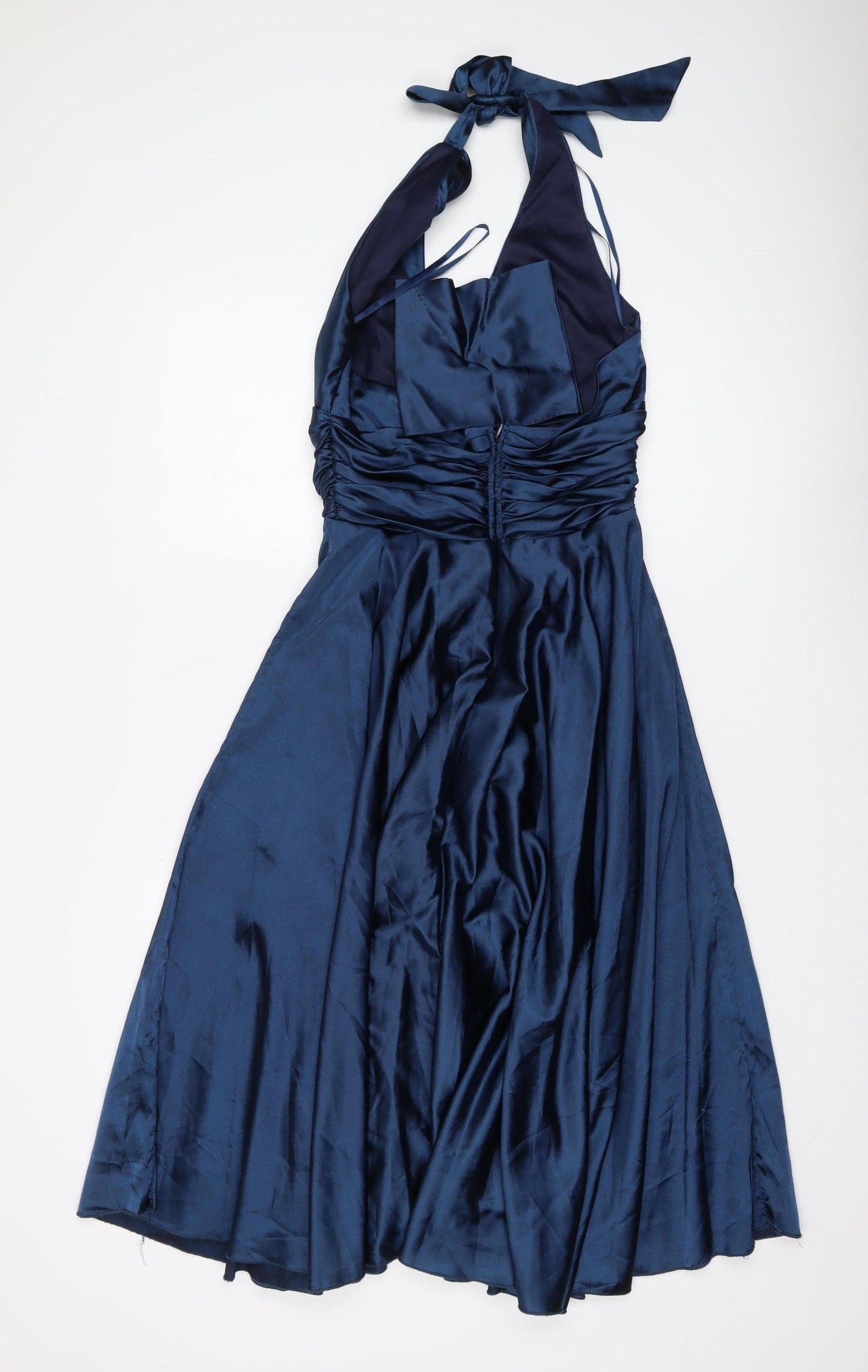 Chicas Women's Blue Midi Fit & Flare Halter Dress L