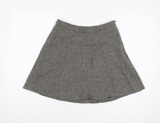 French Connection Women's Grey A-Line Herringbone Skirt