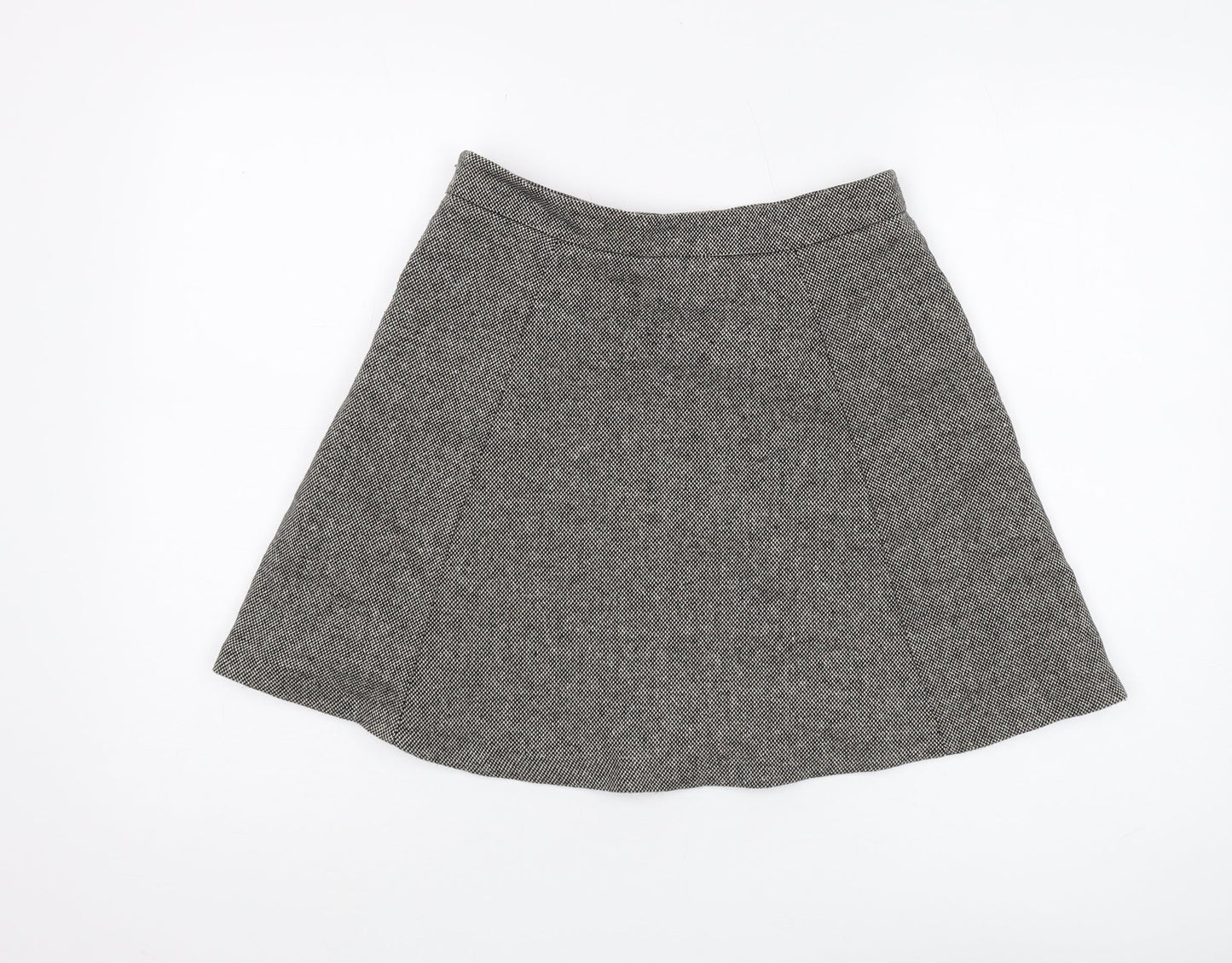 French Connection Women's Grey A-Line Herringbone Skirt
