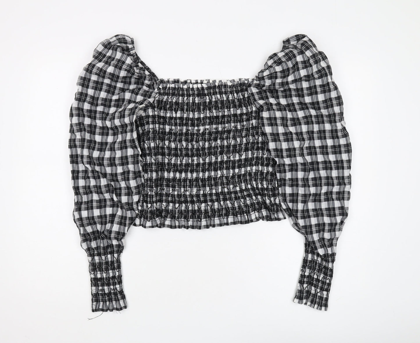 Womens UK Size M H&M Black Cropped Blouse