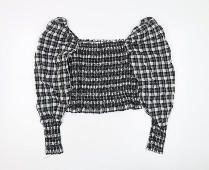Womens UK Size M H&M Black Cropped Blouse