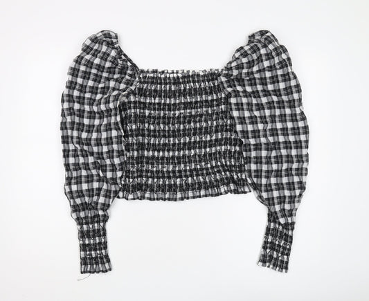 Womens UK Size M H&M Black Cropped Blouse