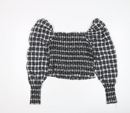 Womens UK Size M H&M Black Cropped Blouse