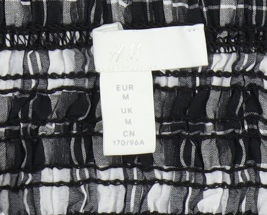 Womens UK Size M H&M Black Cropped Blouse
