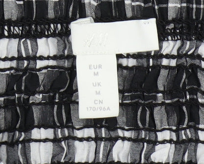 Womens UK Size M H&M Black Cropped Blouse