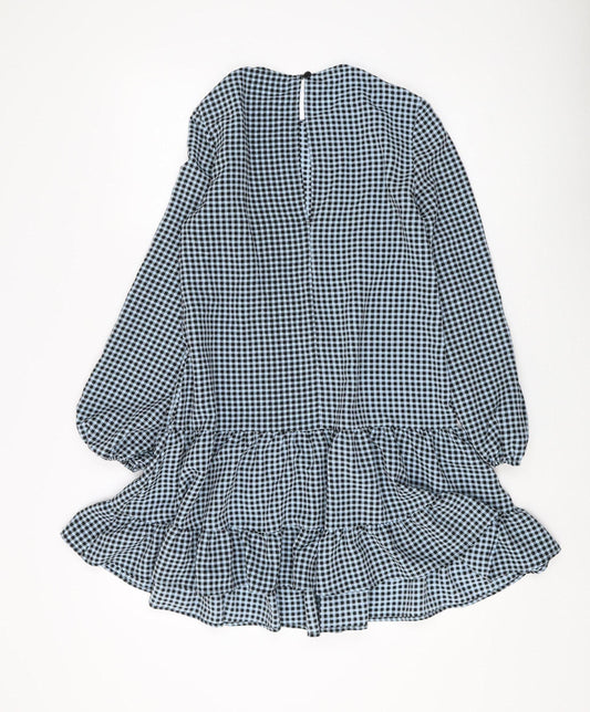 Topshop Women's Black Check Ruffle Dress Size 6