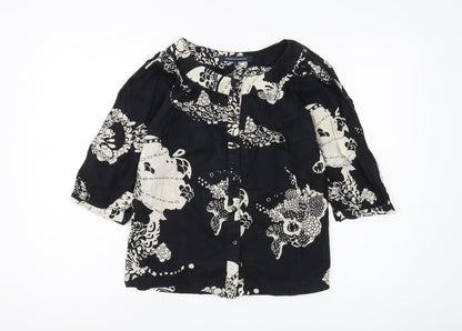 French Connection Women's Black Floral Blouse - Size 6