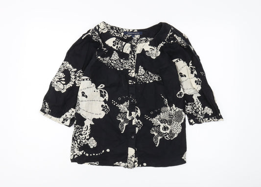French Connection Women's Black Floral Blouse - Size 6