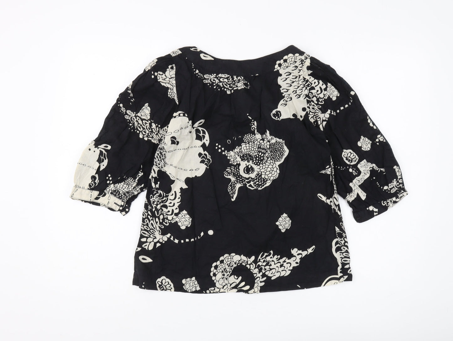 French Connection Women's Black Floral Blouse - Size 6