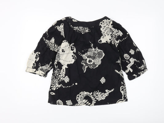 French Connection Women's Black Floral Blouse - Size 6