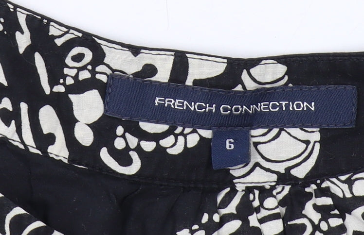 French Connection Women's Black Floral Blouse - Size 6