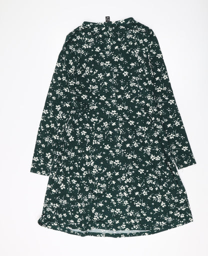 New Look Women's Green Floral A-Line Dress UK 10