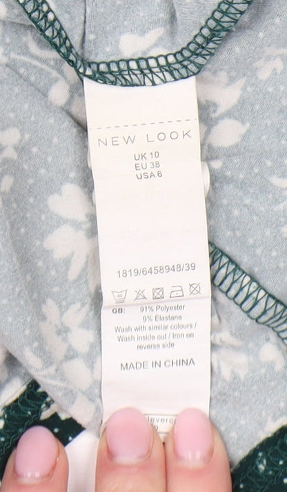 New Look Women's Green Floral A-Line Dress UK 10