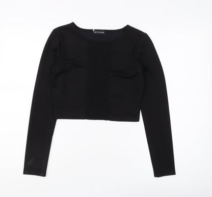PrettyLittleThing Women's Black Cropped Top Size 10