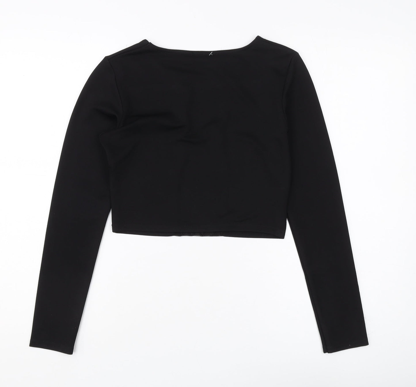 PrettyLittleThing Women's Black Cropped Top Size 10