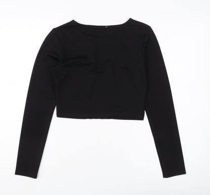 PrettyLittleThing Women's Black Cropped Top Size 10