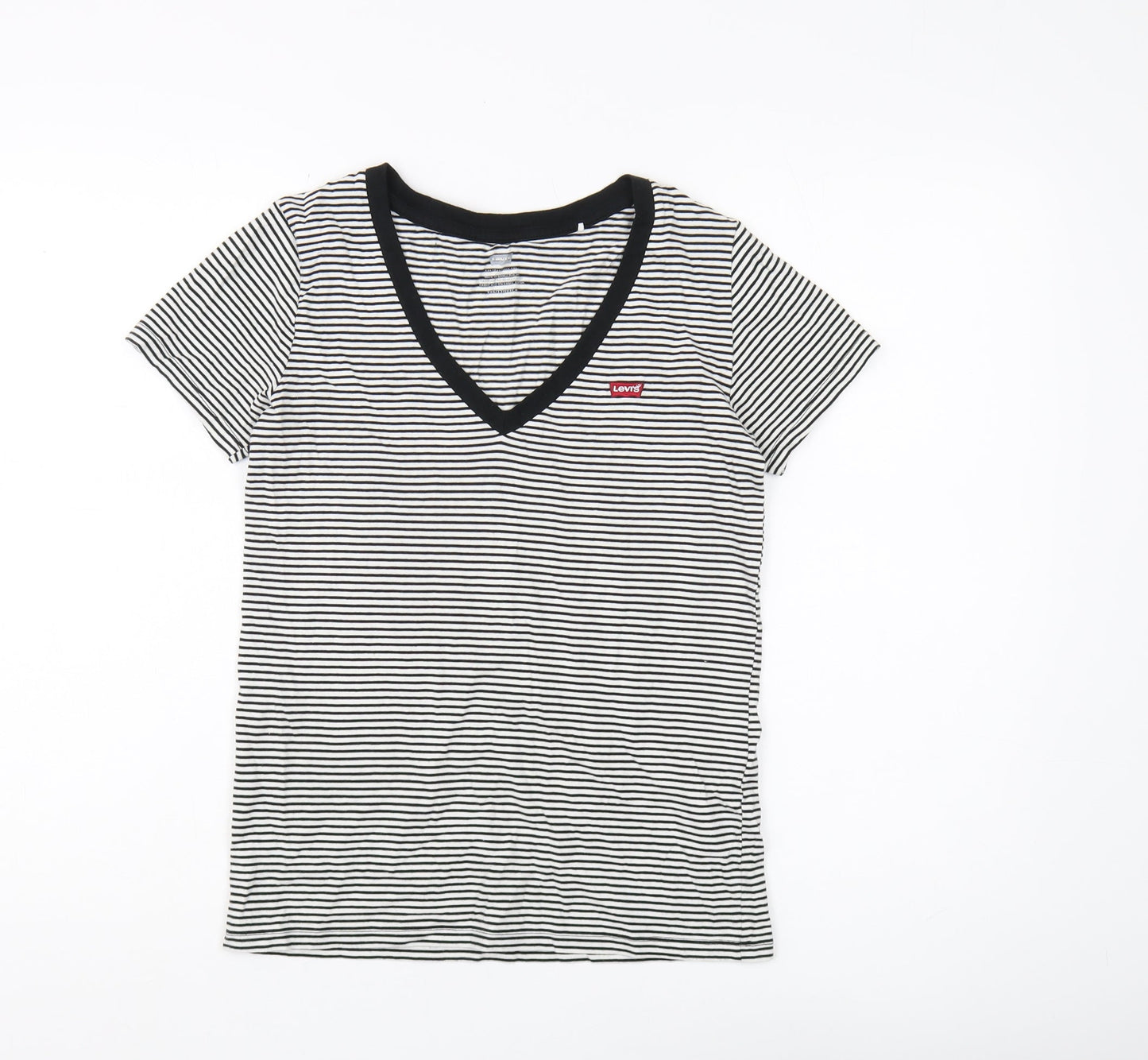 Womens UK Size XS Levi's Black Ringer T-Shirt