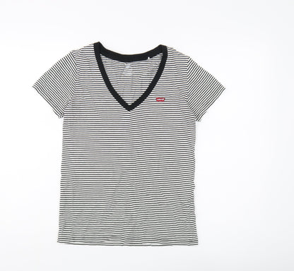 Womens UK Size XS Levi's Black Ringer T-Shirt