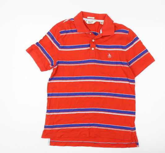 Original Penguin Men's Red Striped Polo Shirt, Size S