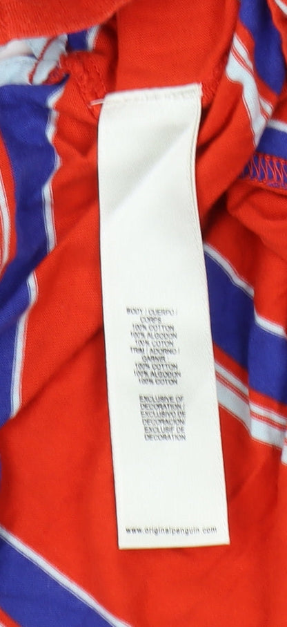 Original Penguin Men's Red Striped Polo Shirt, Size S