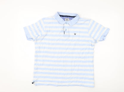 James Pringle Men's Blue Striped Polo Shirt S