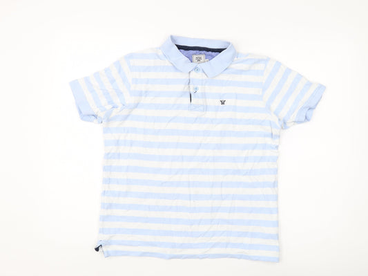 James Pringle Men's Blue Striped Polo Shirt S