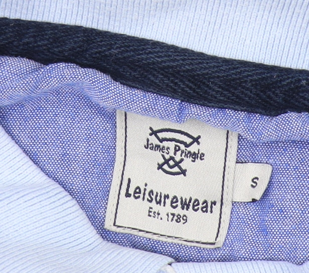 James Pringle Men's Blue Striped Polo Shirt S