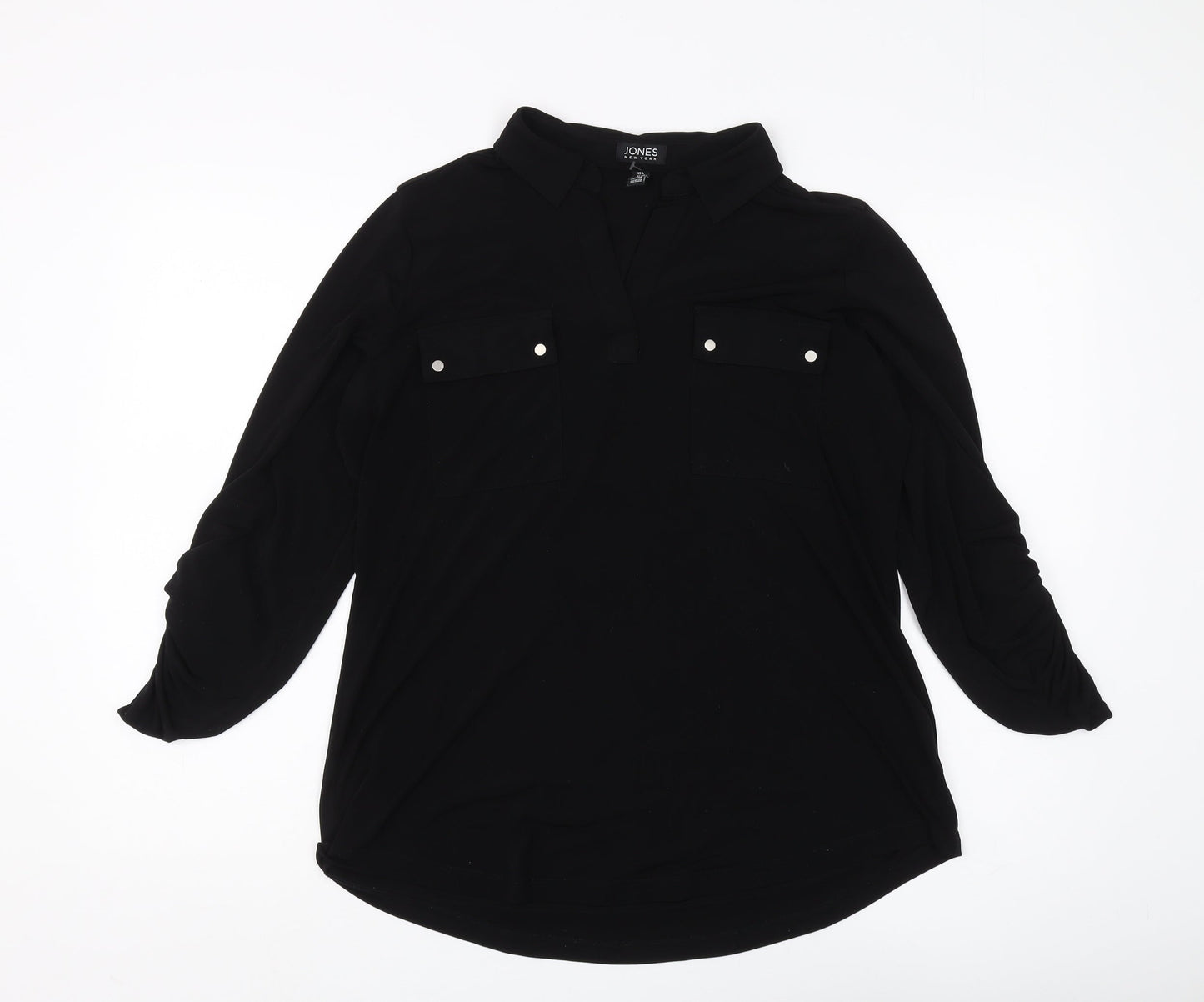 Womens UK Size XL Jones New York Black Basic Button-Up